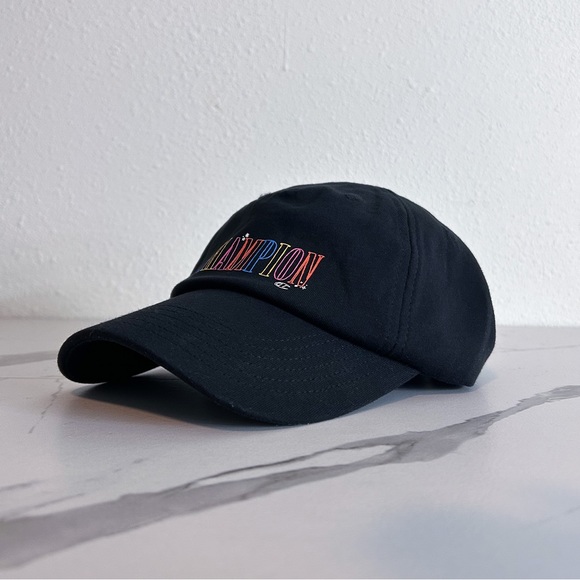 Champion Unisex Adult Ameritage Dad Hat Script Logo Black Adjustable Cap - Picture 4 of 5